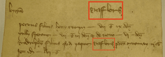 Vaneller Urbar von 1355, Ausschnitt: Rodulphus filius quondam Yaquit Rafflors ...
